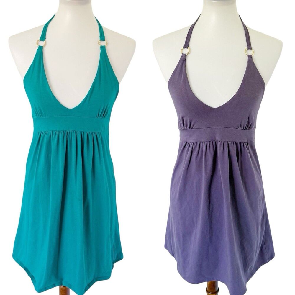 LOT/BUNDLE Y2K VS Moda Intl Halter Mini Dress Built-In Bra Summer Beach Small